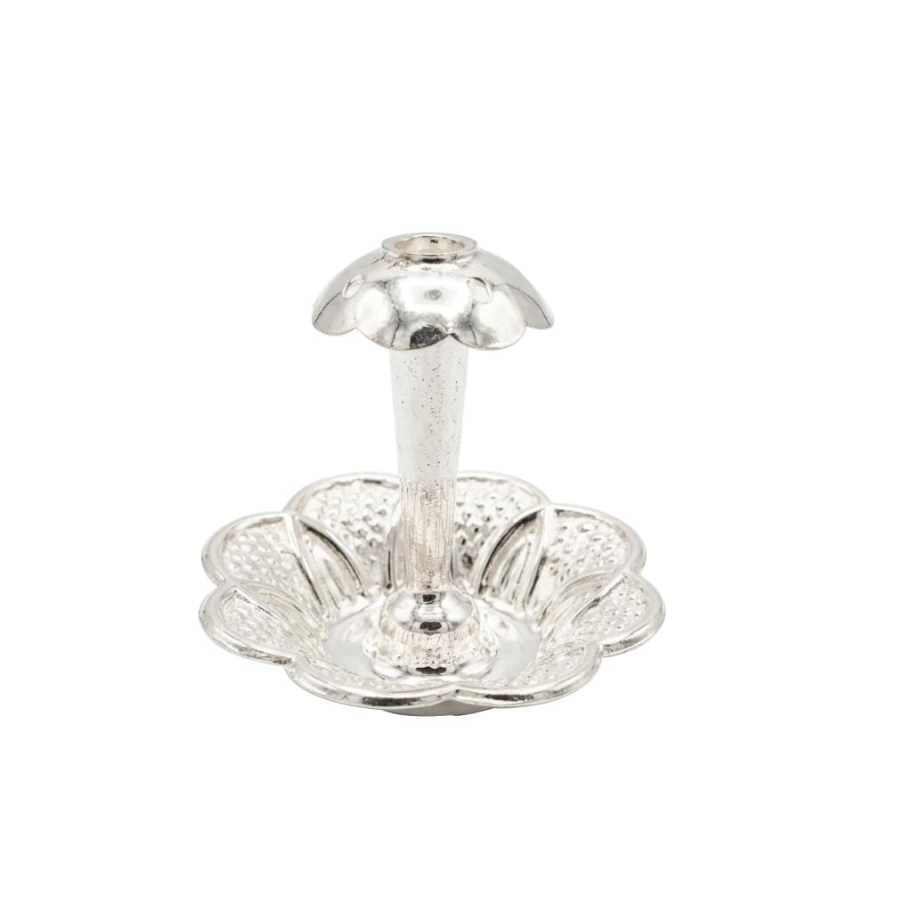 MOONPLUS Sterling Silver Lotus Floral Base Incense Holder | Ash